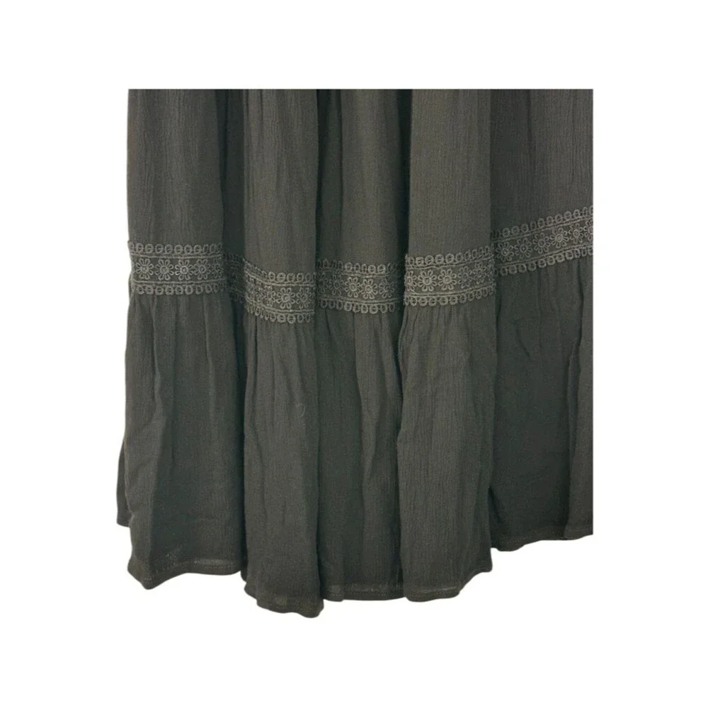 Black Gauzy Maxi Dress M Strapless Whimsy Goth Witchy Boho Festival Vampire - Picture 8 of 10